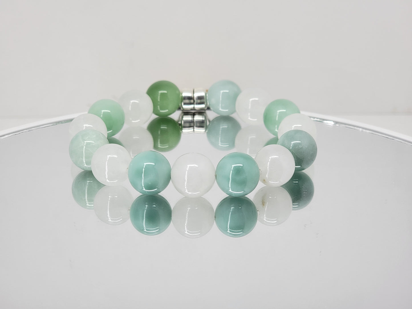 12mmグリーン&ホワイトジェイド