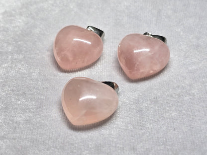 AAA Natural Rose Quartz Puffy Heart Pendant