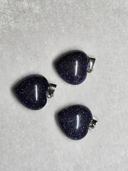 Natural Blue Goldstone Puffy Heart Pendant