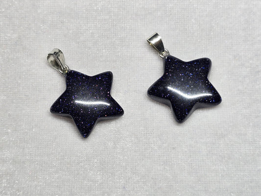 Natural Blue Goldstone Star Pendant