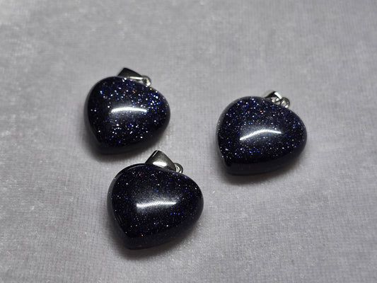 Natural Blue Goldstone Puffy Heart Pendant