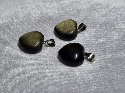 AAA Natural Golden Obsidian Puffy Heart Pendant