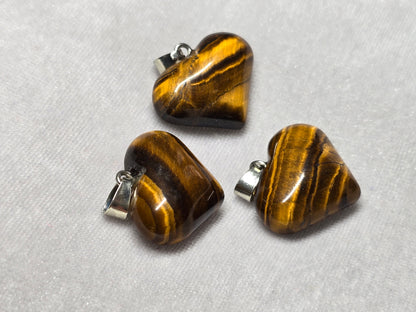 Natural Tiger Eye Chubby Heart Pendant