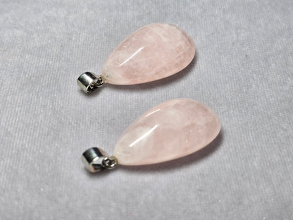 Natural Rose Quartz Teardrop Pendant