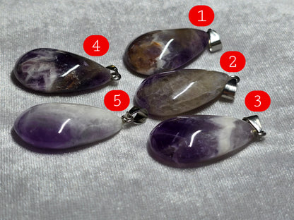 Natural Chevron Amethyst Teardrop Pendant