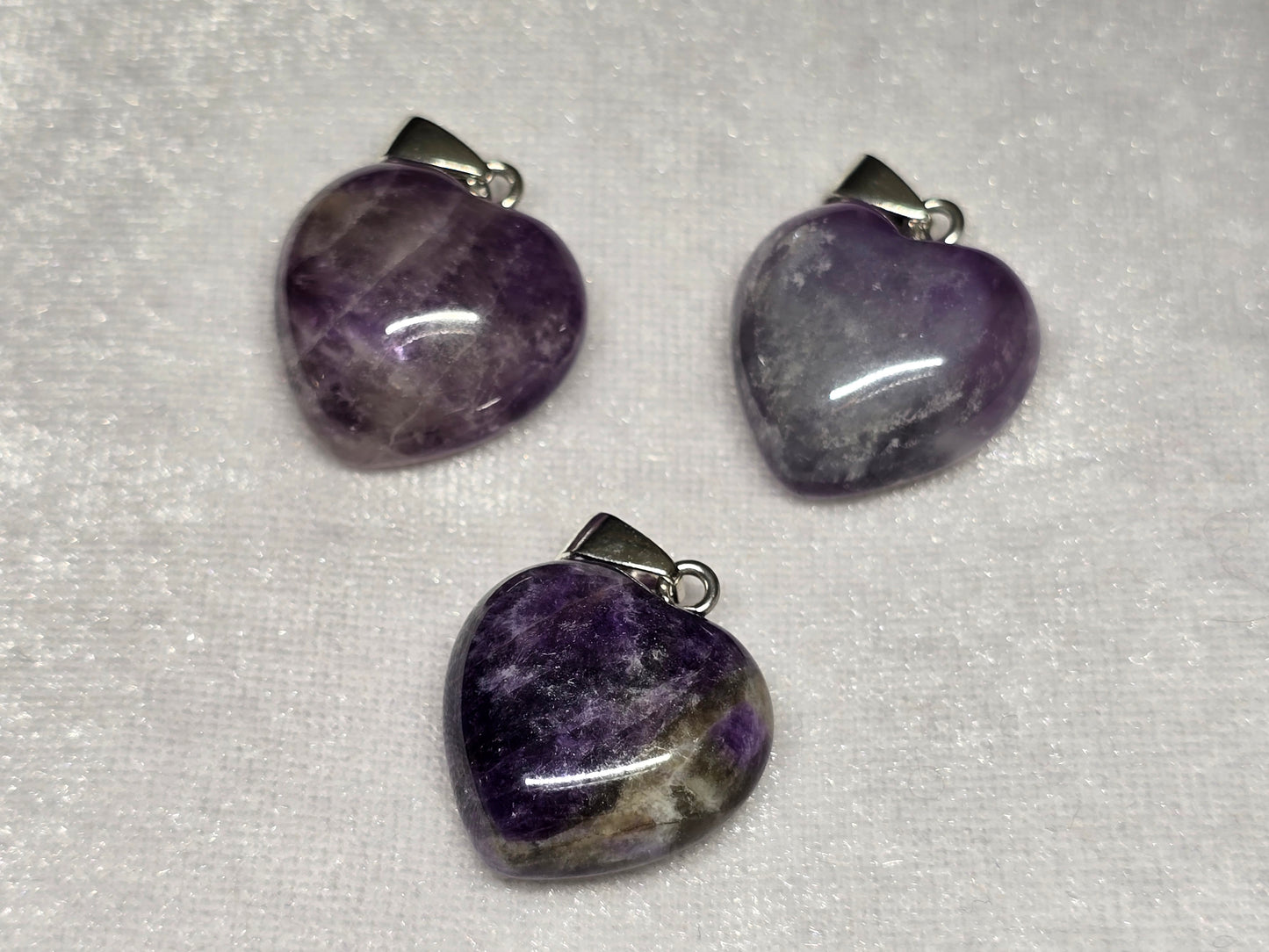 Natural Purple Amethyst Puffy Heart Pendant