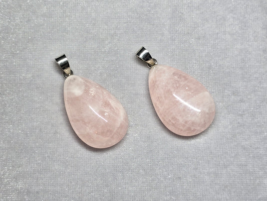 Natural Rose Quartz Teardrop Pendant