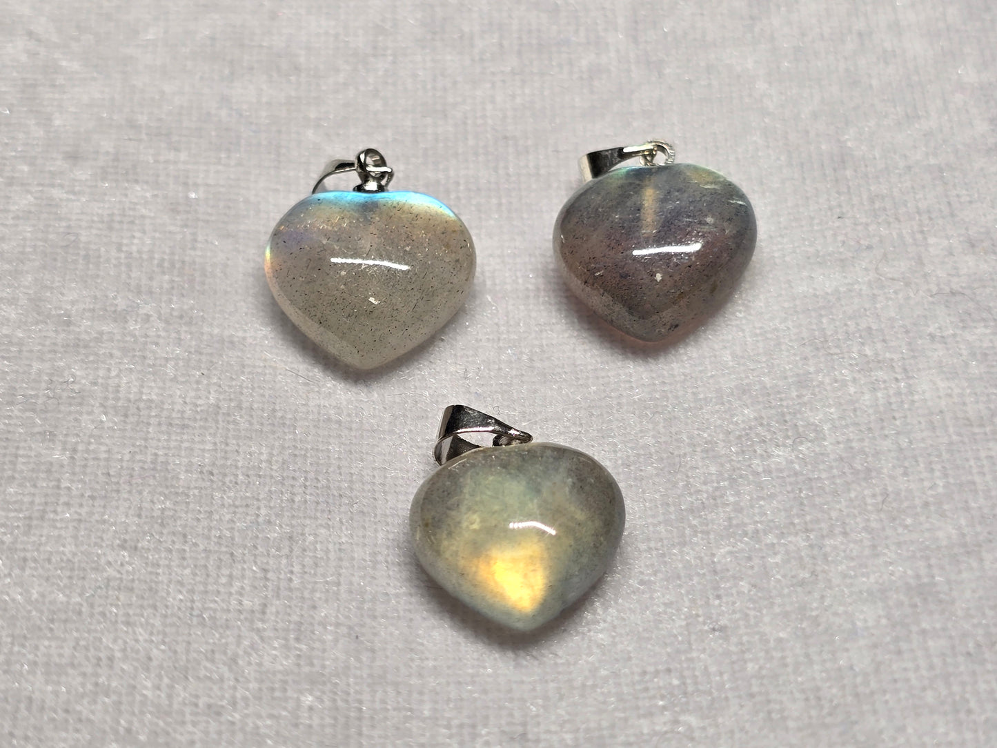 AAA Natural Labradorite Rainbow Flashes Puffy Heart Pendant