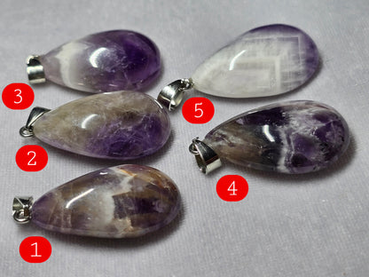 Natural Chevron Amethyst Teardrop Pendant