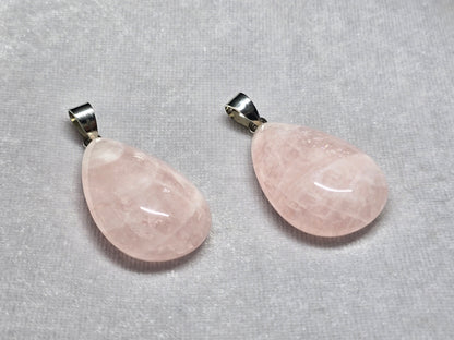 Natural Rose Quartz Teardrop Pendant