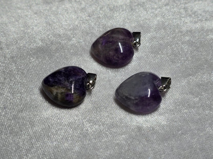 Natural Purple Amethyst Puffy Heart Pendant