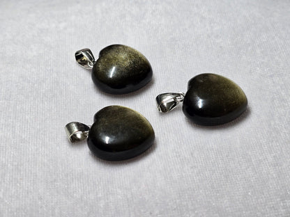 AAA Natural Golden Obsidian Puffy Heart Pendant