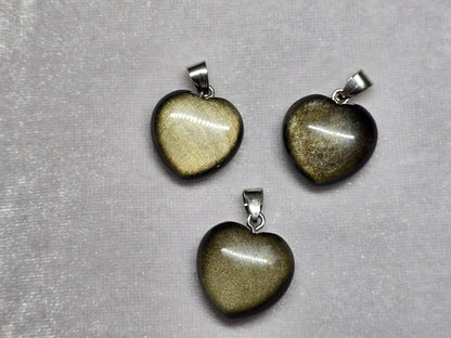 AAA Natural Golden Obsidian Puffy Heart Pendant