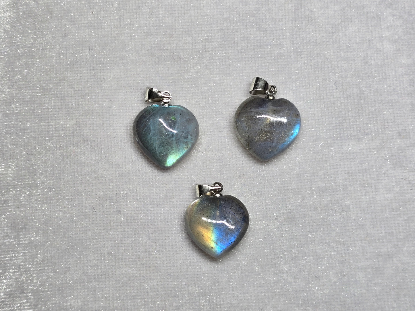 AAA Natural Labradorite Puffy Heart Pendant