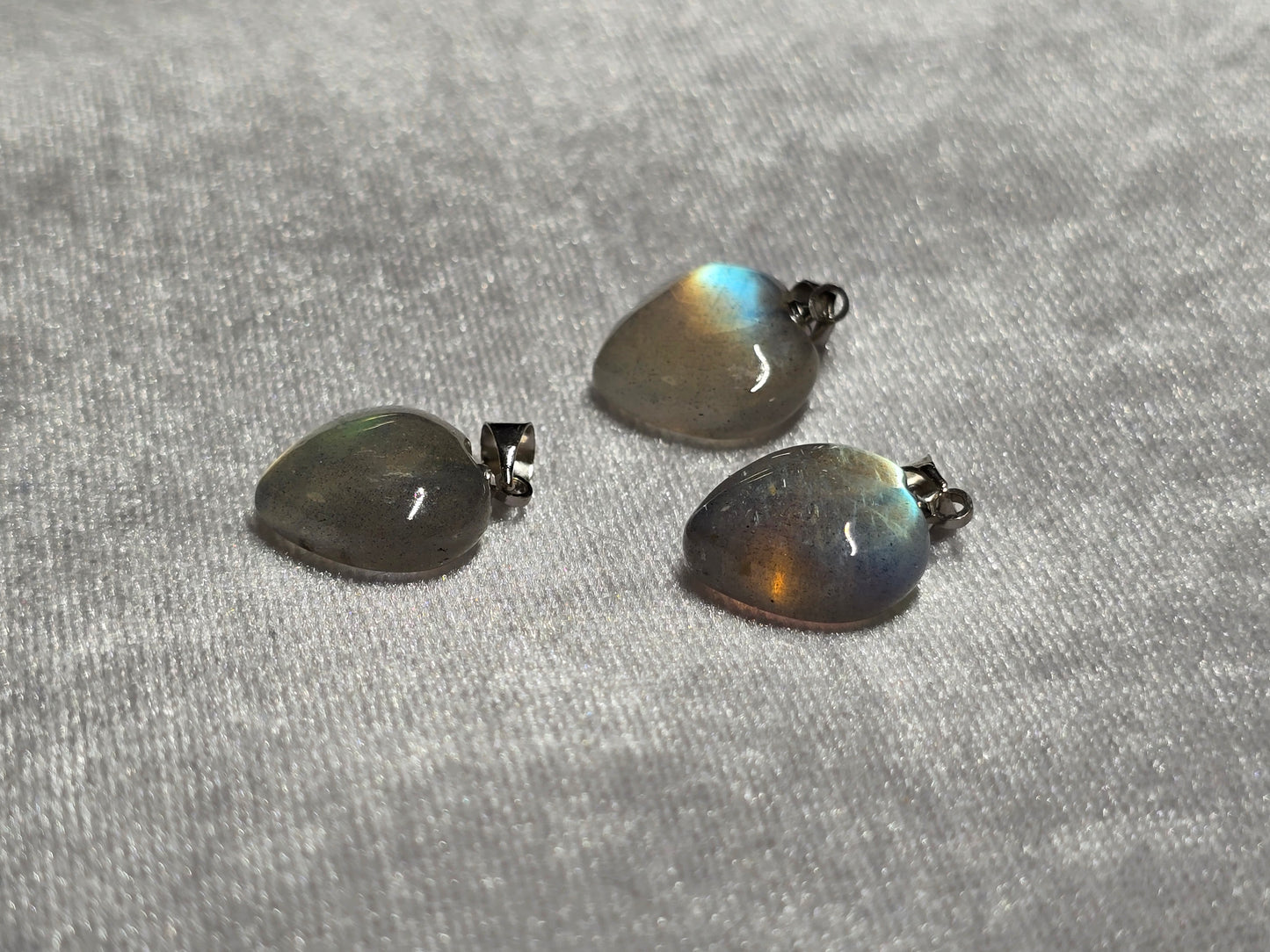 AAA Natural Labradorite Rainbow Flashes Puffy Heart Pendant