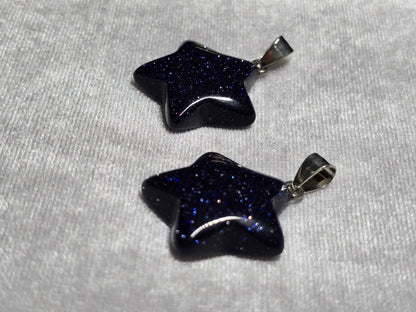 Natural Blue Goldstone Star Pendant