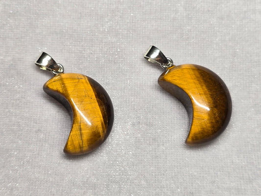 Natural Tiger's Eye Moon Pendant