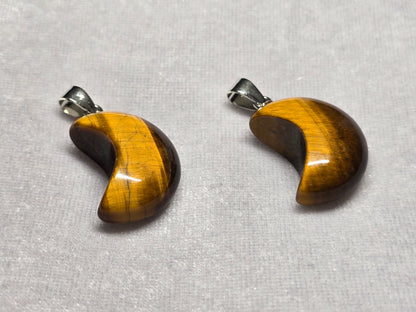 Natural Tiger's Eye Moon Pendant