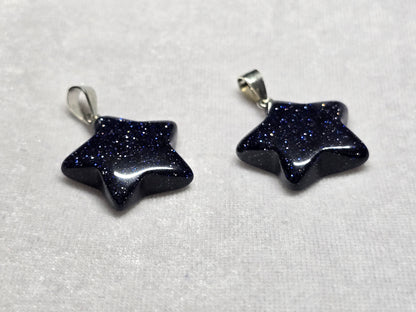 Natural Blue Goldstone Star Pendant