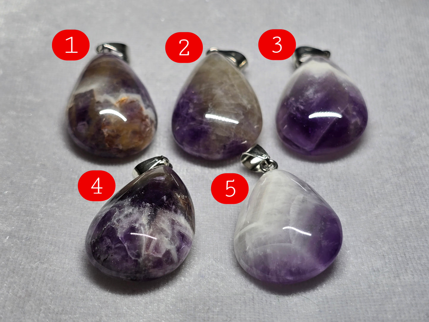 Natural Chevron Amethyst Teardrop Pendant