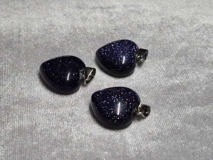 Natural Blue Goldstone Puffy Heart Pendant