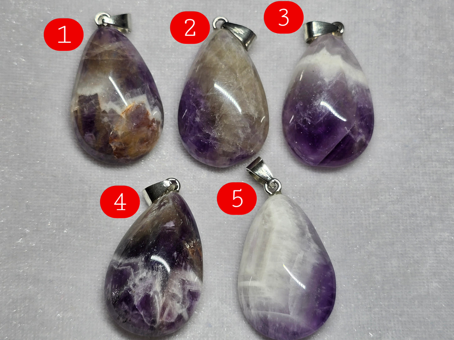 Natural Chevron Amethyst Teardrop Pendant