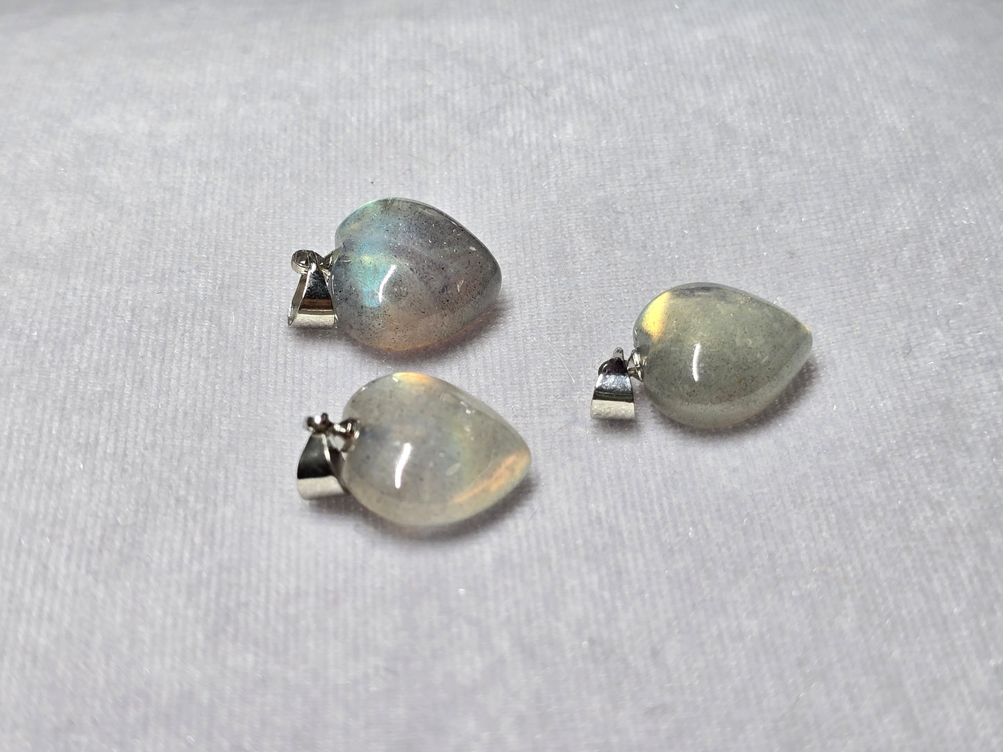 AAA Natural Labradorite Rainbow Flashes Puffy Heart Pendant