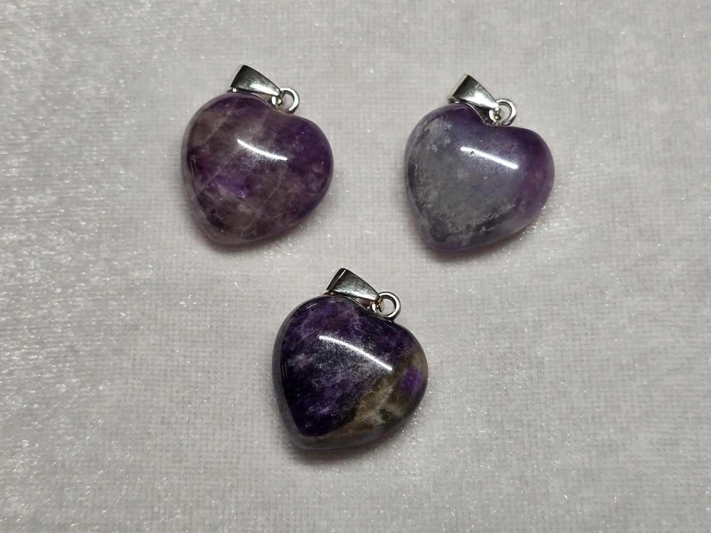 Natural Purple Amethyst Puffy Heart Pendant