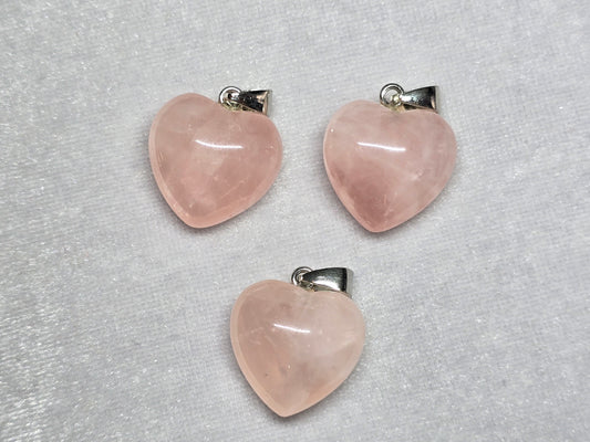 AAA Natural Rose Quartz Puffy Heart Pendant