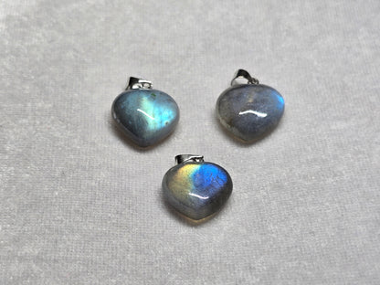 AAA Natural Labradorite Puffy Heart Pendant