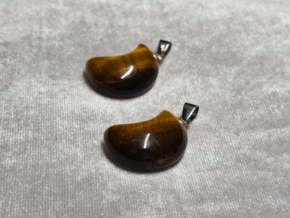 Natural Tiger's Eye Moon Pendant