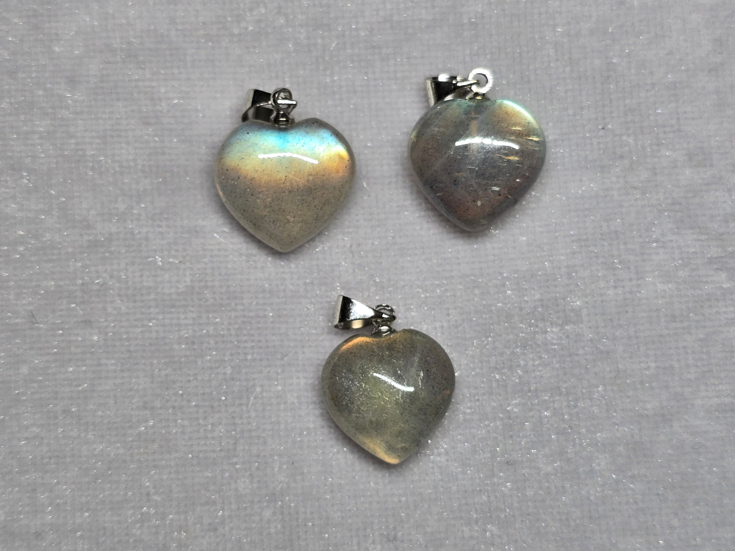 AAA Natural Labradorite Rainbow Flashes Puffy Heart Pendant