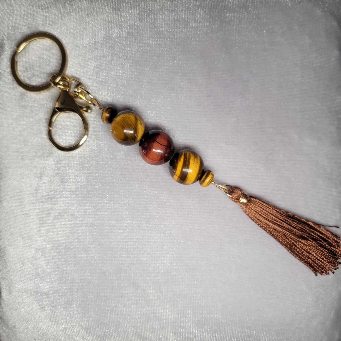 Tiger Eye Keychain with Silk Tassel.